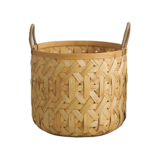 双耳竹编提篮编织篮装饰花篮花盆篮子客厅室内落地绿植套盆花筐