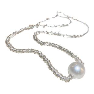 金属冷淡风几何碎银珍珠项链女高级感个性气质锁骨链银色项饰品潮