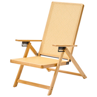 竹躺椅折叠午休老人专用阳台可坐可躺结实耐用懒人藤编休闲椅凉椅