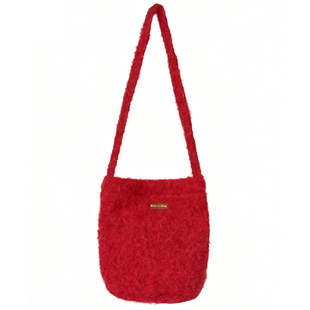 高级毛绒包包女冬季 韩系ins风简约休闲水桶包轻便旅行单肩斜挎包