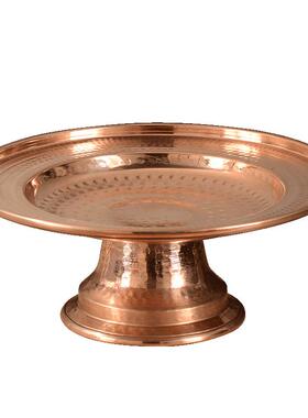 藏村红铜果盘藏式客厅水果盘摆件