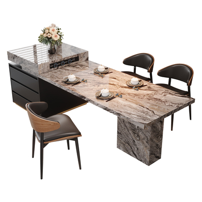 意式高端岩板岛台餐桌一体家用