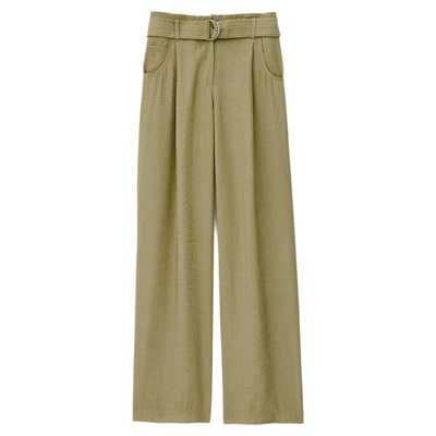 bash春季法式简约素色裤装女款休闲直筒裤子宽松垂感长裤1H25DOLA