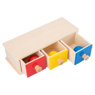 蒙氏教具圆球圆片小抽屉塞硬币投币盒子永久目标盒早教益智力玩具