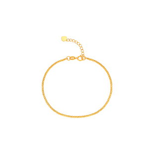 明牌珠宝18K金手链 彩金K黄色简约通勤国风金珠手饰素链CSK0107