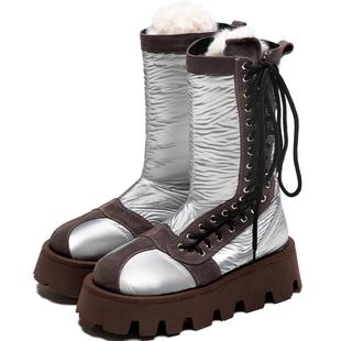 【冬季新品】littlegood复古雪地靴女新款百搭厚底加绒棉靴