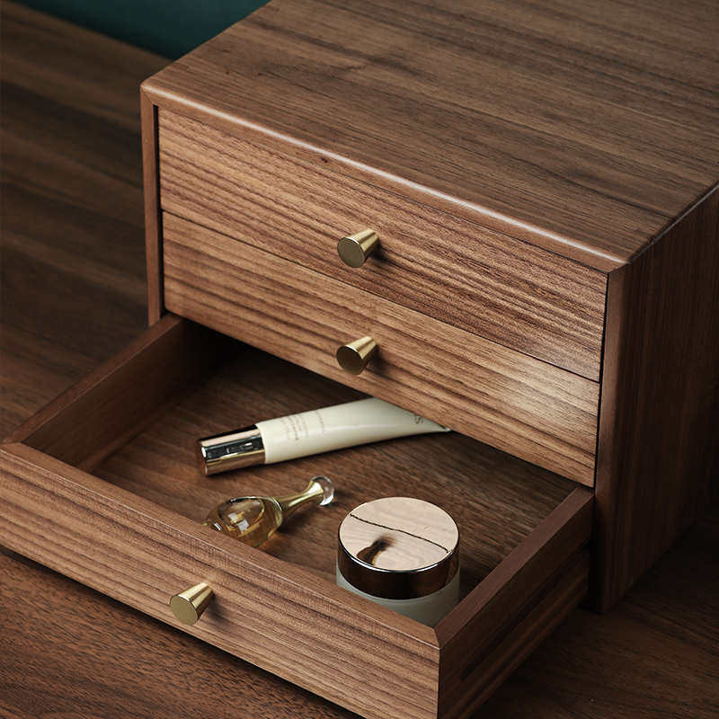 实木质抽屉式桌面收纳盒办公桌复古木制置物架文件杂物家用储物盒