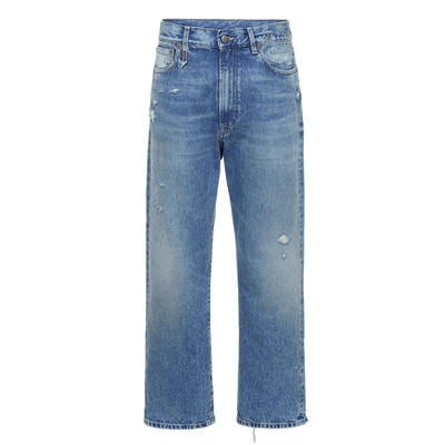 R13中腰复古直筒露踝九分牛仔裤