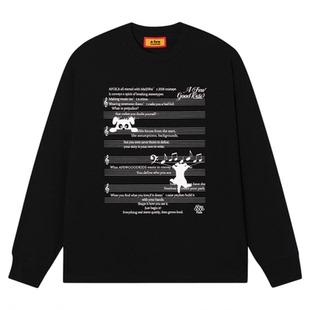 AFGK25FW小狗欢乐颂印花美式长袖秋季宽松打底T恤情侣休闲上衣