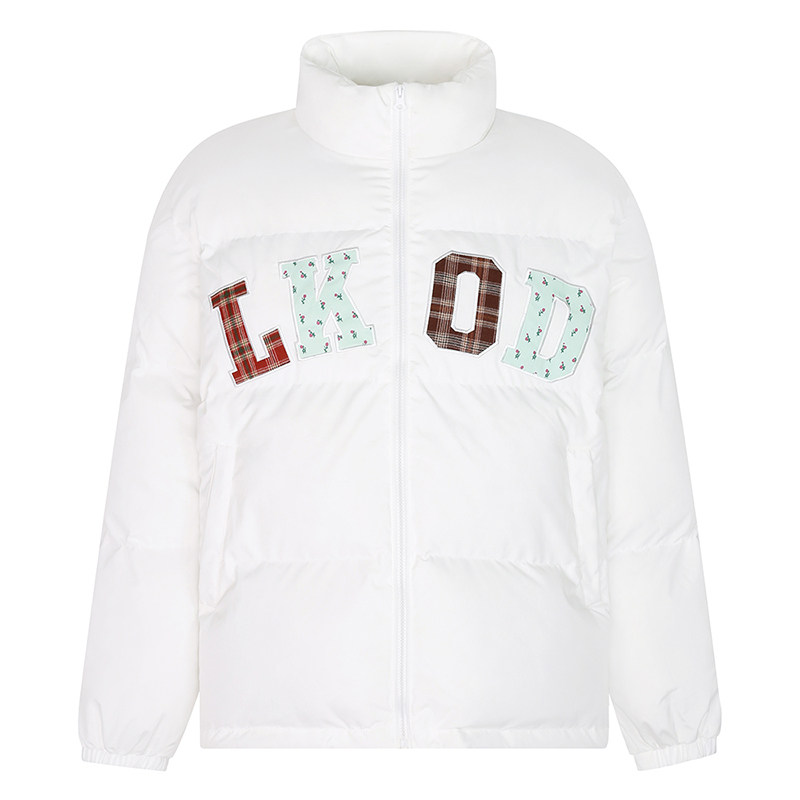 LKOD拼色字母刺绣情侣棉服