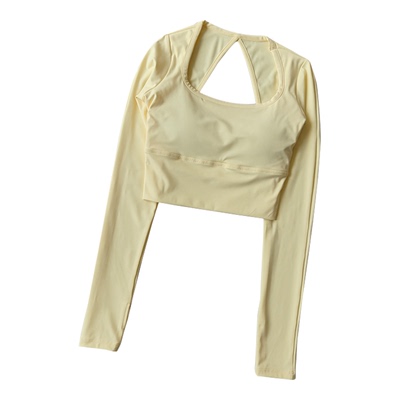 带胸垫瑜伽服普拉提训练上衣长袖