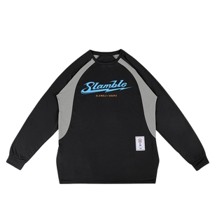 SLAMBLE运动拼色美式长袖t恤男女投篮服速干透气跑步健身排汗秋冬