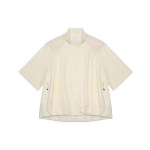 半圆原创设计女装[运动]2025夏季立领拼接宽松休闲薄款中袖外套女