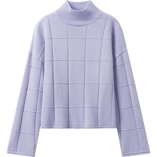 【播奥莱】播秋宽松立领100%羊毛羊毛衫女温柔毛衣DDR4SD5054