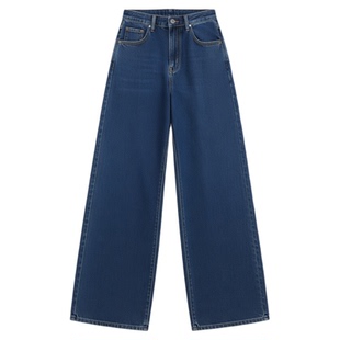 牛仔裤女士2025冬季新款裤子显瘦高腰长裤时尚蓝色宽松阔腿弯刀裤