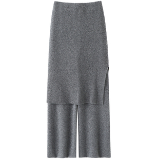 又出神裤!与生俱来的气质~大克重加厚羊绒裤子直筒阔腿裤假两件