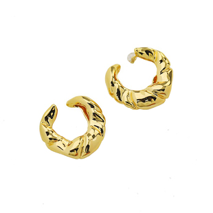 UNFOLDS牛角包耳环欧美小众轻奢高级感螺纹气质冷淡风耳饰2023新