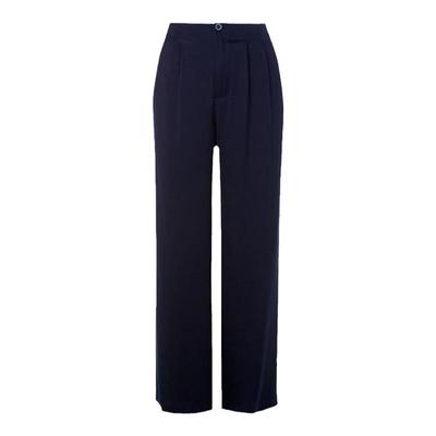 真丝女士直筒长裤抽褶设计