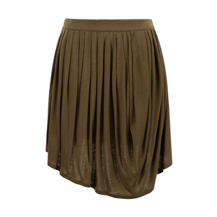 【张淼怡同款】me siento 绵羊毛不对称百褶针织短裙半身裙