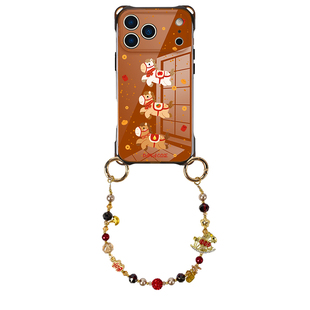 跃马飞驰~精美链条mate60Pro手机壳四角带孔17Promax适用苹果iPhone16plus华为pura70Pro/80斜挎小米15手提14