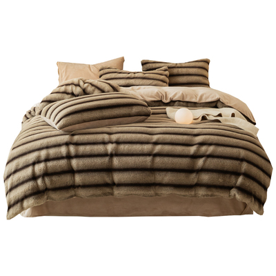 A类兔毛牛奶绒短毛单被套珊瑚绒被罩冬季加厚毛毯子盖毯