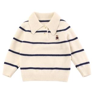 秋冬新款儿童纯羊绒衫宝宝山羊绒翻领polo衫毛衣男童女童针织衫厚
