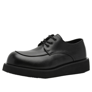 皮鞋男款2026新款痞帅休闲鞋高级感通勤上班工作鞋黑色加绒德比鞋