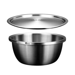 岛奇304不锈钢盆加厚家用带盖子食品级厨房烘焙打蛋和面盆汤盆