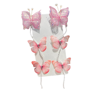 超仙女童蝴蝶编发链流苏发夹后脑勺女儿童发卡头饰公主高级感头饰