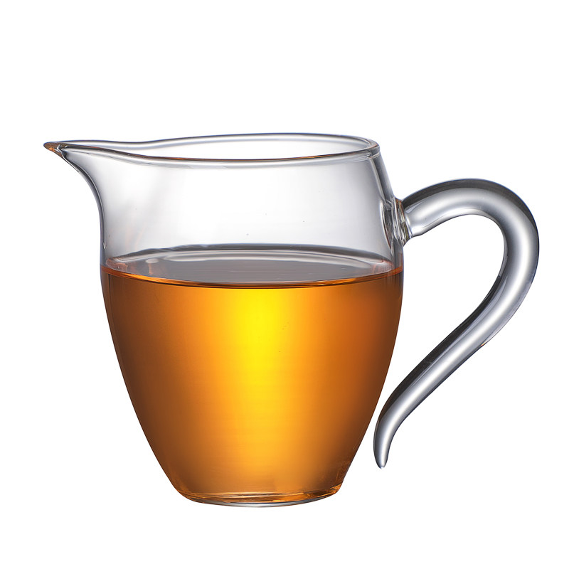 玲珑公杯创意加厚公道杯玻璃彩把简约分茶器耐高温茶海茶道配件