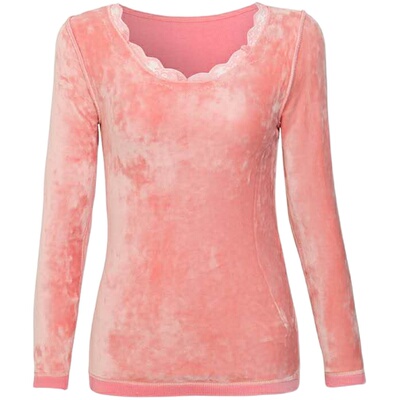 女蕾丝v领保暖内衣37度恒温美体