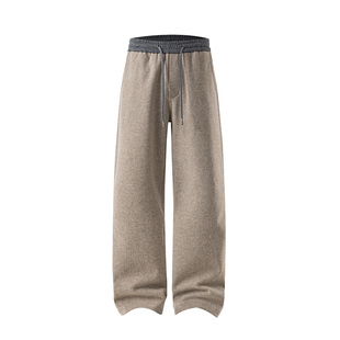 高品质绵羊毛混纺加绒休闲裤男士冬季保暖易打理百搭通勤直筒裤子