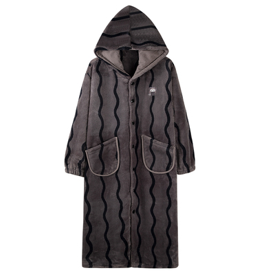 睡袍男睡衣冬季珊瑚绒加厚加绒长