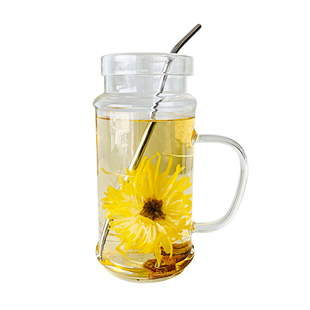 玻璃杯耐高温1000ml大容量饮水壶带把手带盖家用办公室用泡茶水杯