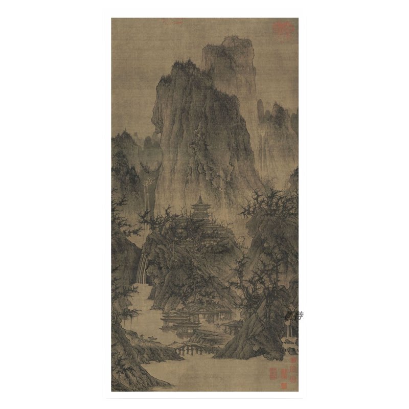 李成《晴峦萧寺图》高清复制品