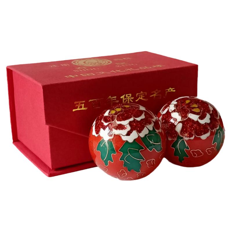 景泰蓝50mm金牡丹煅炼保定铁球