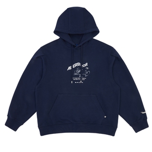 ADERERROR 23FW Caner logo 帽衫秋季新品水浪签字图画宽松卫衣