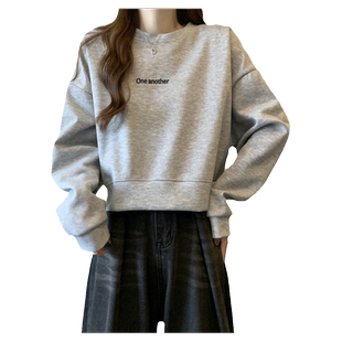 春秋季薄款无帽卫衣女2026年新款百搭休闲宽松小个子短款上衣外套