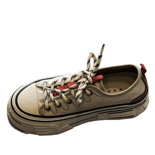 厚底系带休闲板鞋女2026年新款韩版布面透气百搭学院风女鞋子单鞋