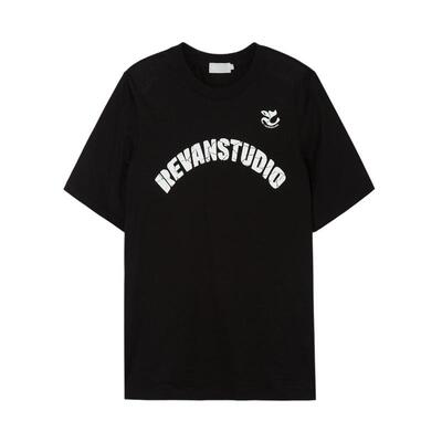 REVAN芮范设计师款复古做旧龟裂纹印花T恤RM31001031