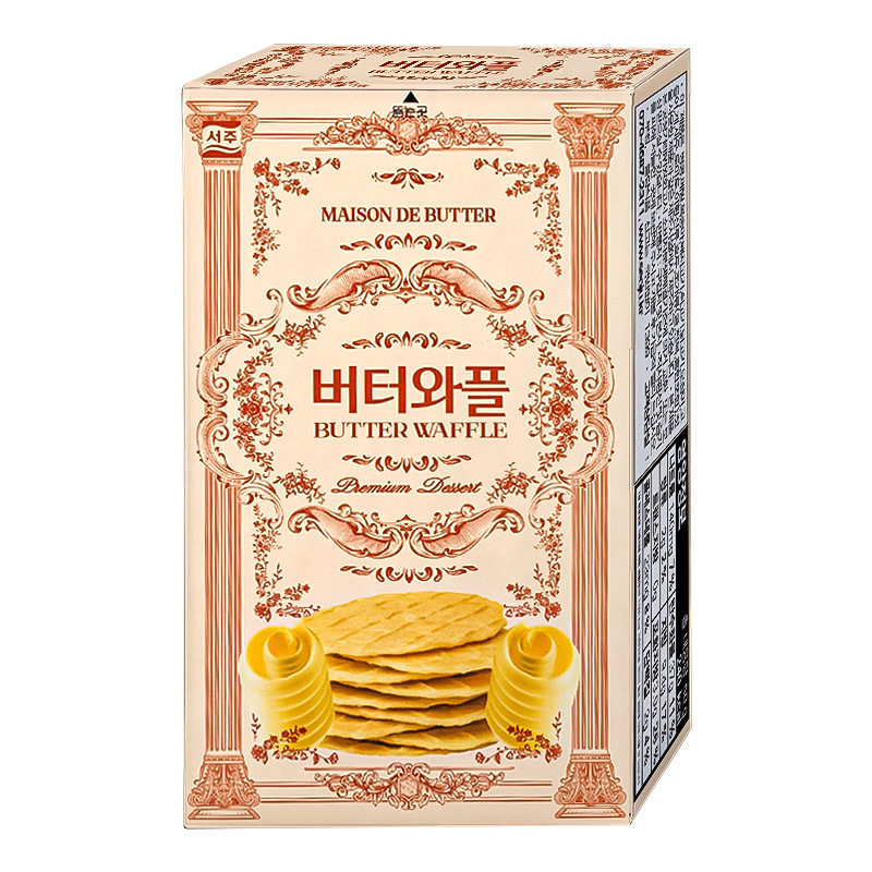 韩国进口SEOJU西洲黄油华夫脆饼干瓦夫薄脆饼干休闲食品零食小吃