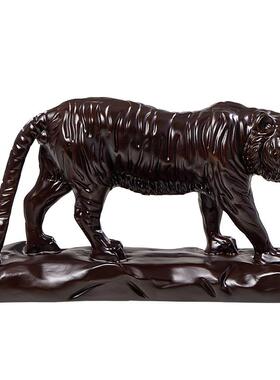 黑檀木雕老虎摆件中式客厅办公室