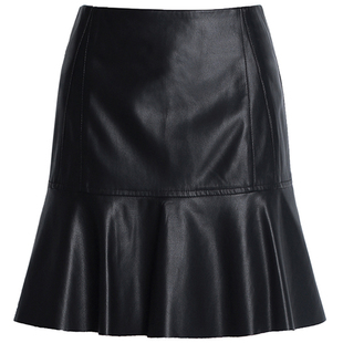 海宁真皮皮裙女绵羊皮半身裙2025秋冬新款百褶裙高腰a字短裙伞裙