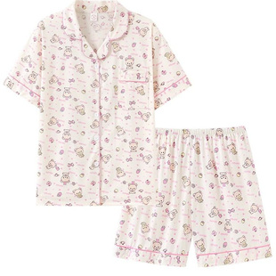 2026新款KT猫睡衣女夏季冰丝短袖卡通五分裤可爱加大码家居服外穿