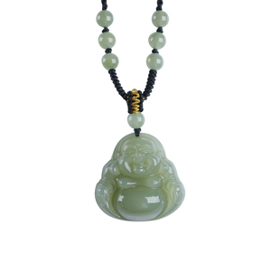 正品原创天然和田玉吊坠女弥勒佛大肚笑佛项链玉佛玉石玉佩佛公