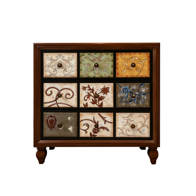 中古风实木彩绘抽屉斗柜客厅卧室