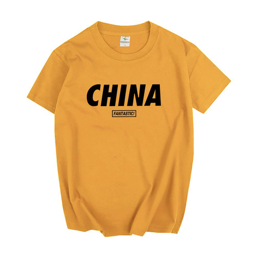 男潮流短袖T恤夏季潮牌2024CHINA中国纯棉男女情侣短袖学生班服