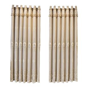 定制全遮光简约双层窗帘布纱一体成品客厅卧室浮雕绣花遮光窗帘