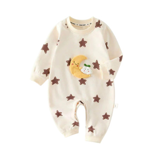 婴儿秋冬款睡衣德绒保暖连体哈衣小月龄3一6月宝宝打底超萌外出服