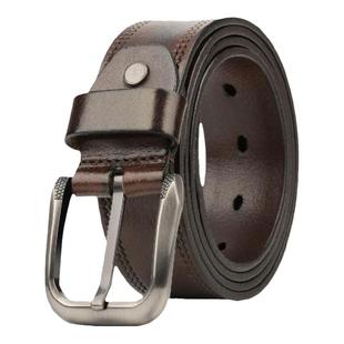 Jeep正品男士皮带真皮男款中年青年纯牛皮针扣手工牛仔裤腰带